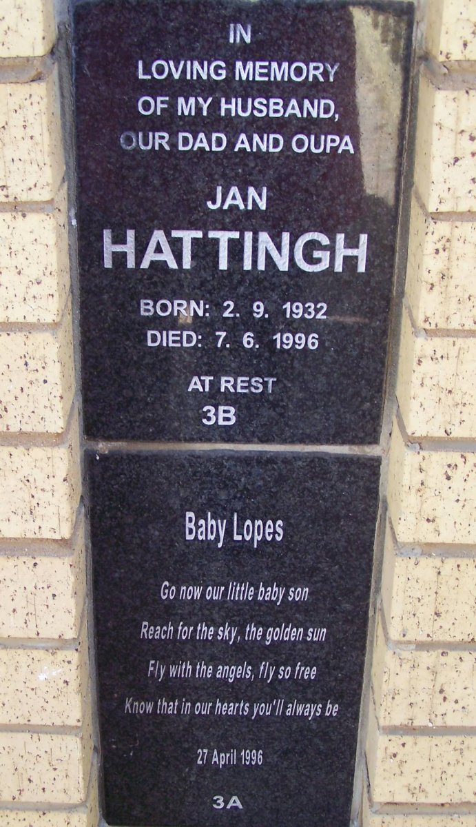 HATTINGH Jan 1932-1996 :: LOPES Baby -1996