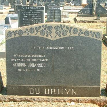 BRUYN Hendrik Johannes, du -1970