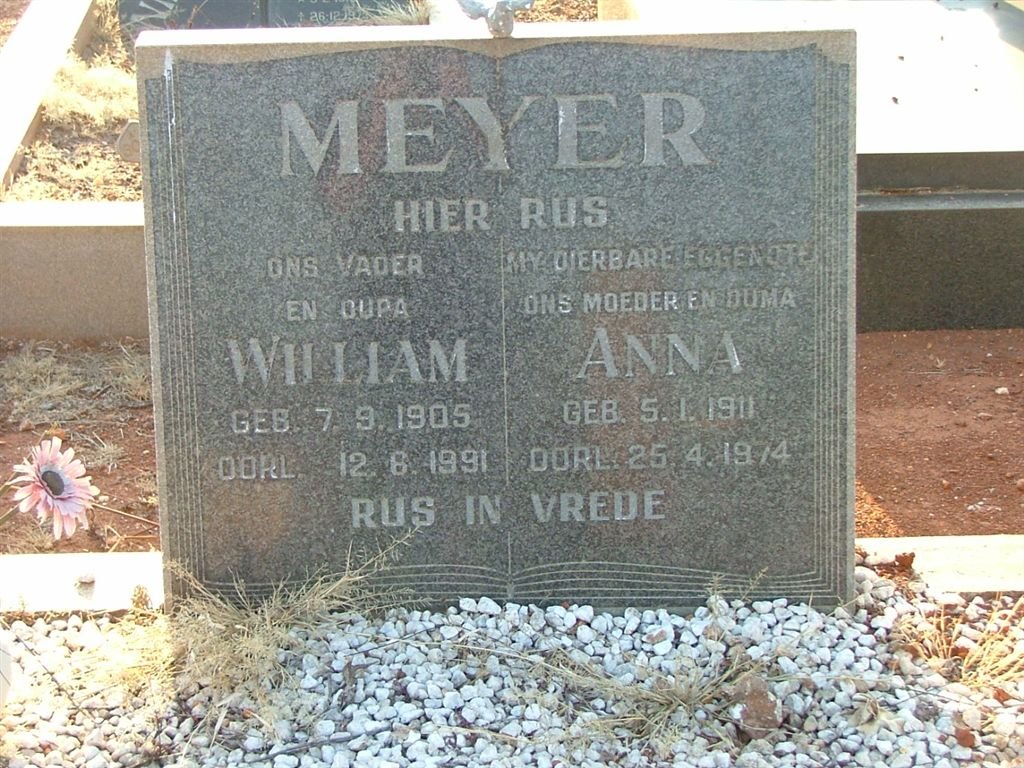 MEYER William 1905-1991 &amp; Anna 1911-1974