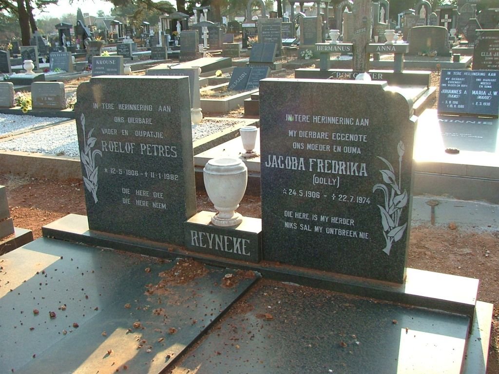 REYNEKE Roelof Petres 1906-1982 &amp; Jacoba Fredrika 1906-1974
