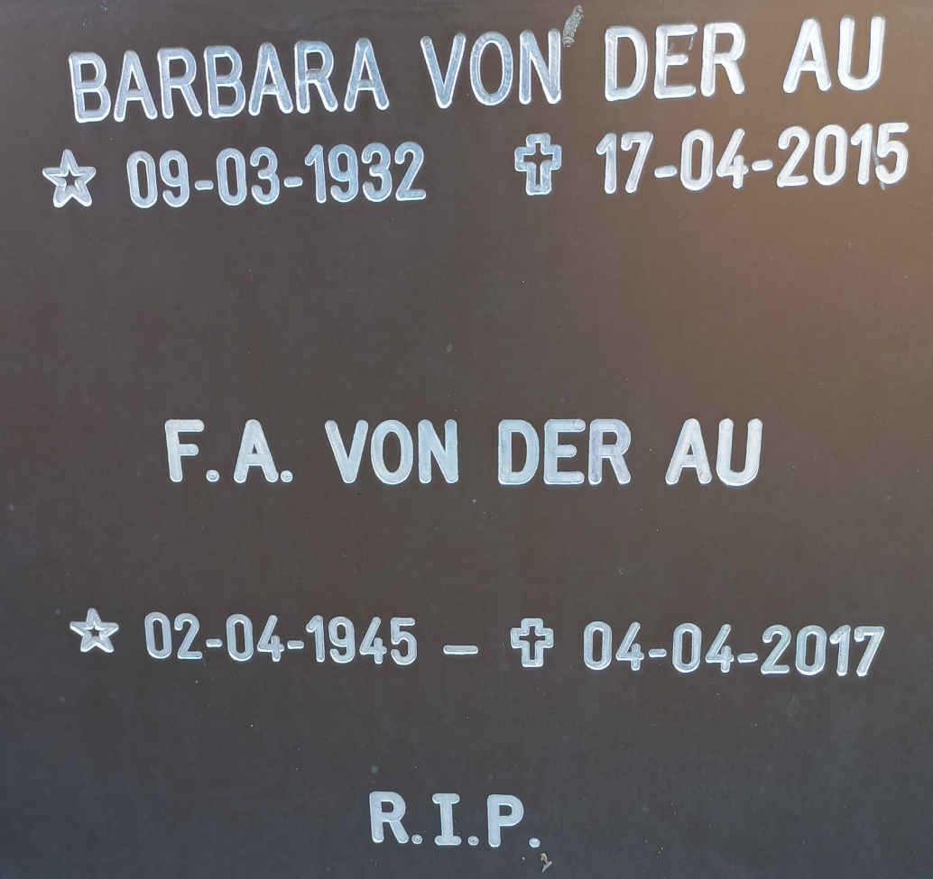 AU Barbara, von der 1932-2015 :: VON DER AU F.A. 1945-2017