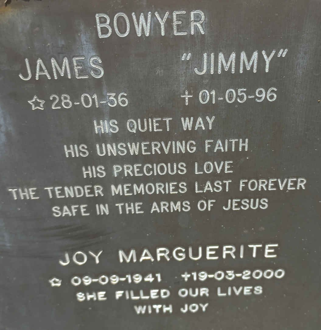 BOWYER James 1936-1996 &amp; Joy Marguerite 1941-2000