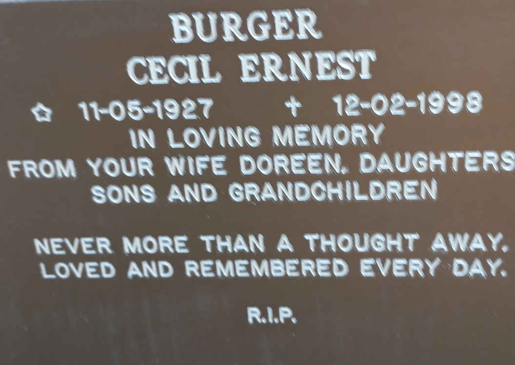 BURGER Cecil Ernest 1927-1998