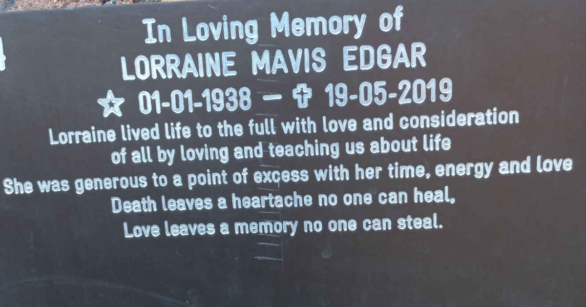 EDGAR Lorraine Mavis 1938-2019