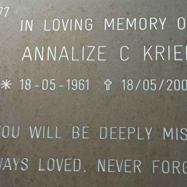 KRIEL Annalize C. 1961-2007