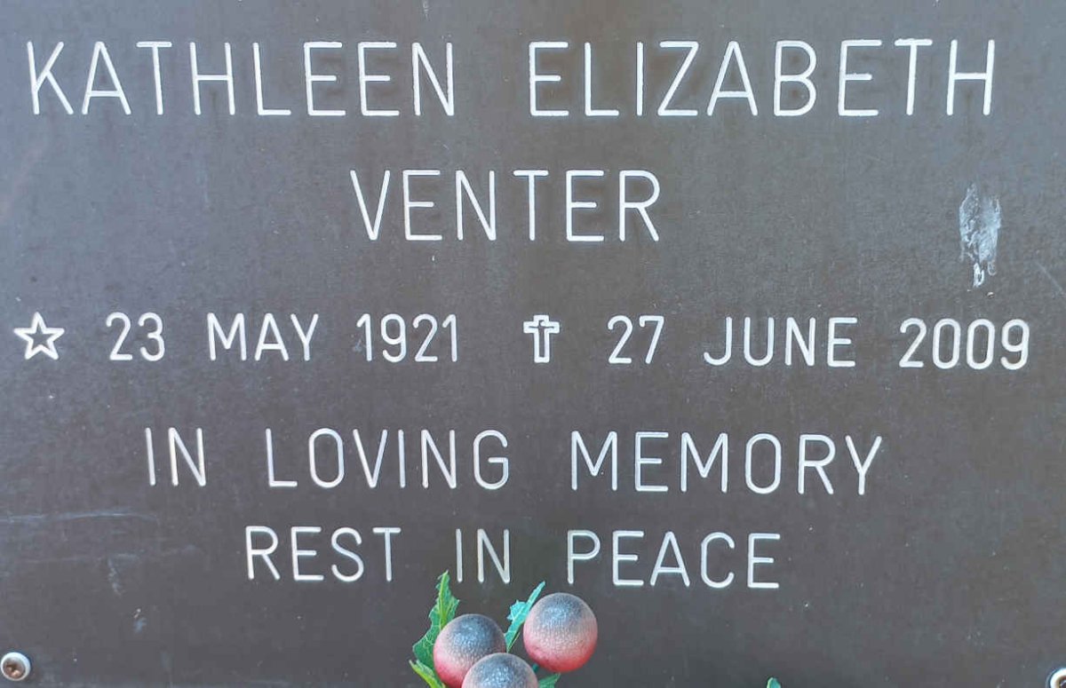VENTER Kathleen Elizabeth 1921-2009