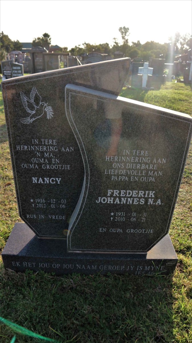 BOTHA Frederik Johannes N.A. 1931-2010 &amp; Nancy 1936-2012
