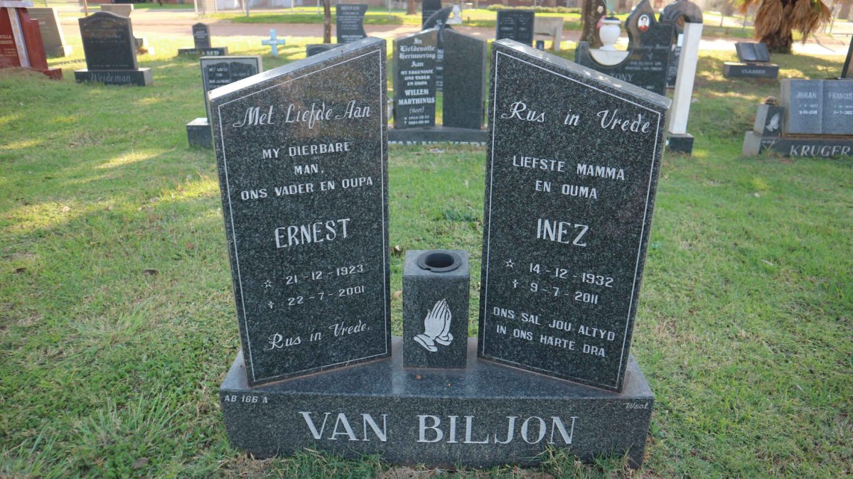BILJON Ernest, van 1923-2001 &amp; Inez 1932-2011