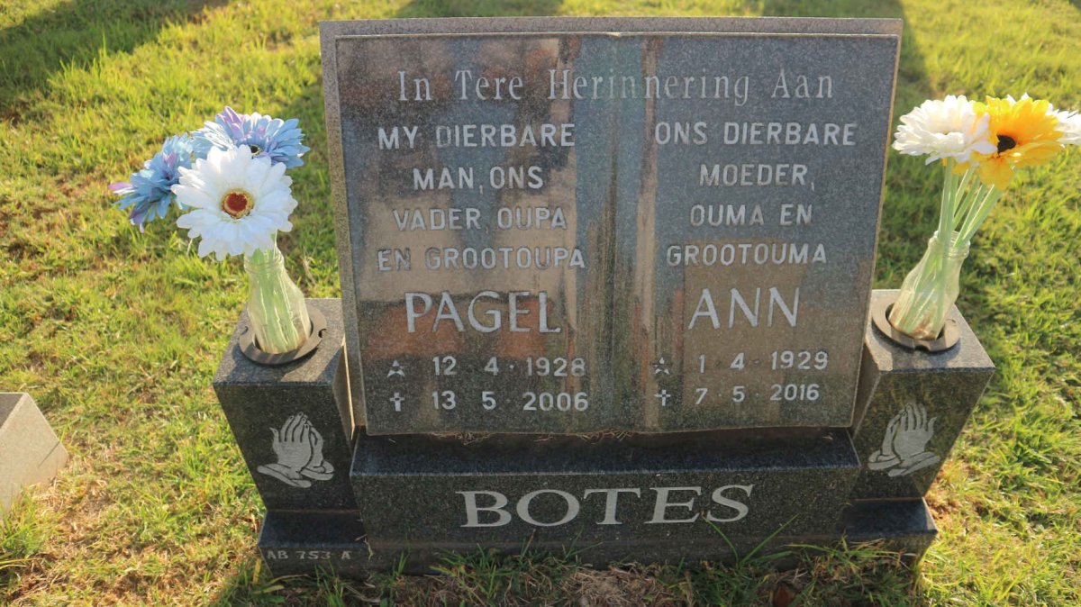 BOTES Pagel 1928-2006 &amp; Ann 1929-2016