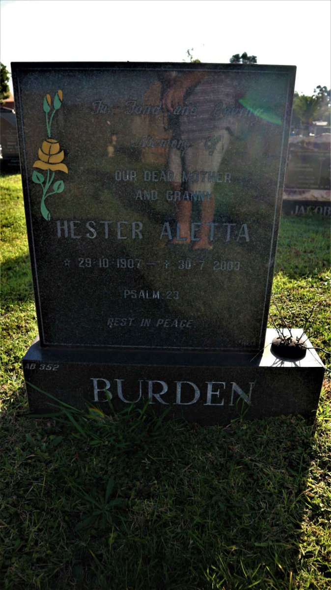 BURDEN Hester Aletta 1907-2003