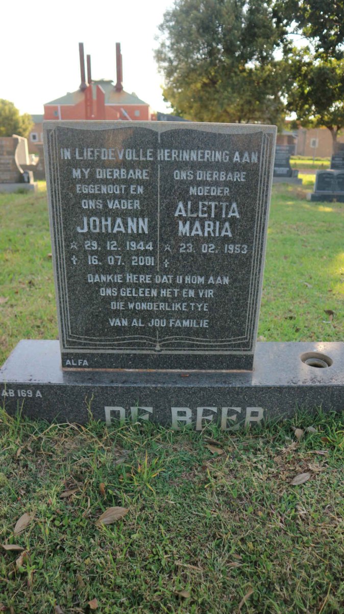 BEER Johann, de 1944-2001 &amp; Aletta Maria 1953-
