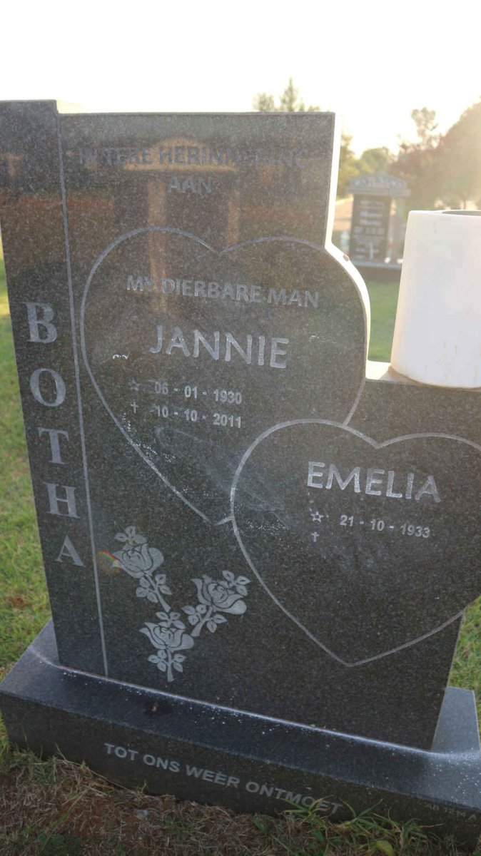 BOTHA Jannie 1930-2011 &amp; Emelia 1933-