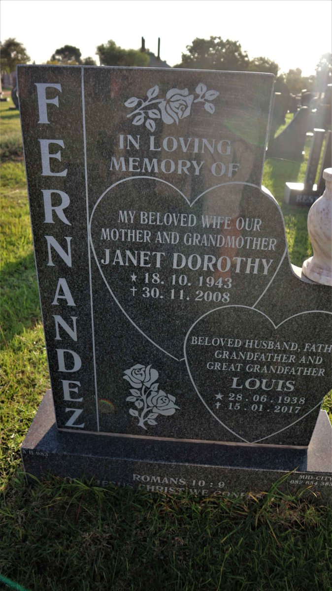 FERNANDEZ Louis 1938-2017 &amp; Janet Dorothy 1943-2008