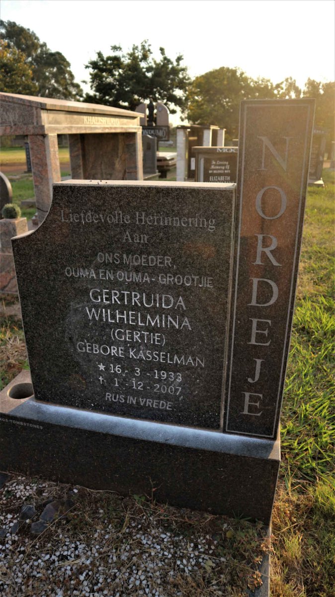 NORDEJE Gertruida Wilhelmina nee KASSELMAN 1933-2007