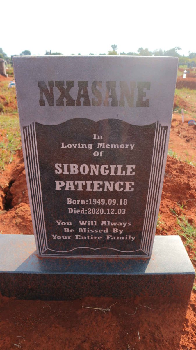 NXASANE Sibongile Patience 1949-2020