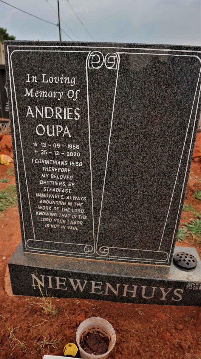 NIEWENHUYS Andries Oupa 1956-2020