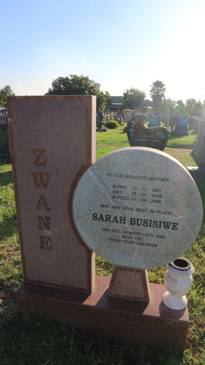 ZWANE Sarah Bususiwe 1937-2006