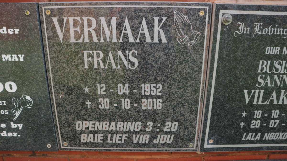 VERMAAK Frans 1952-2016