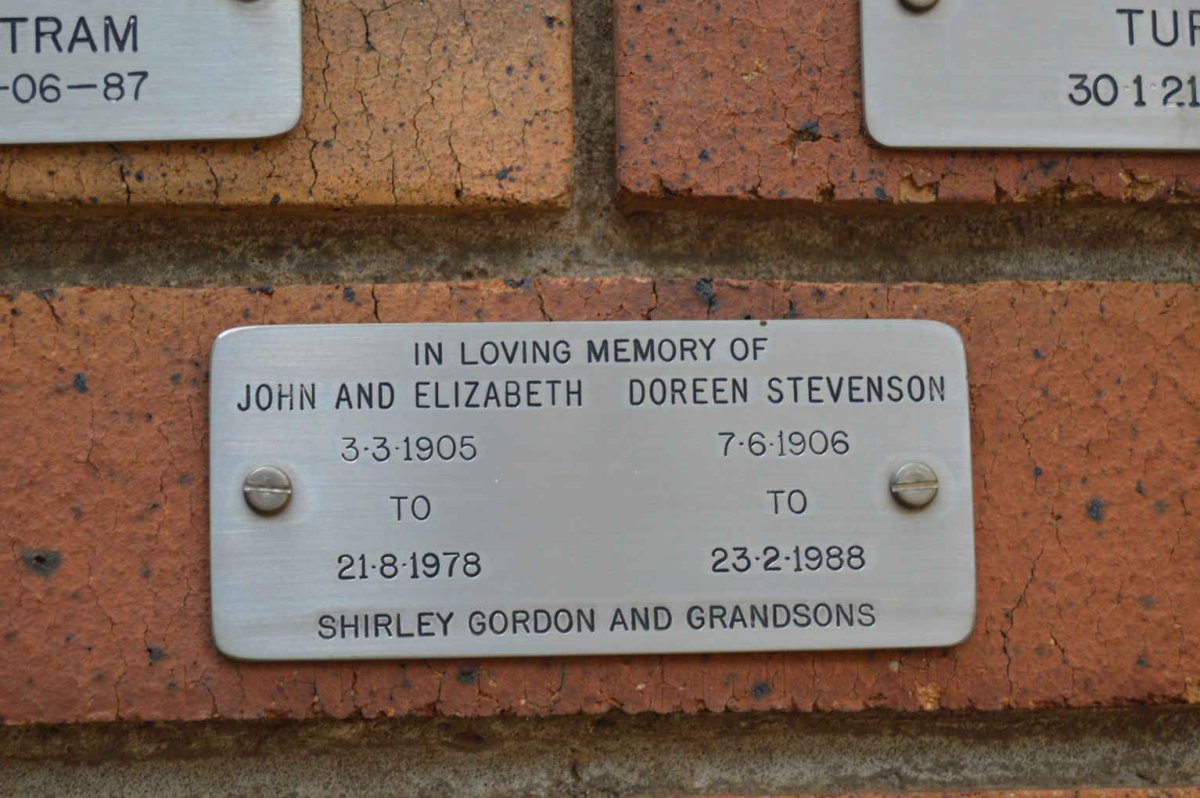 STEVENSON John 1905-1978 &amp; Elizabeth Doreen 1906-1988
