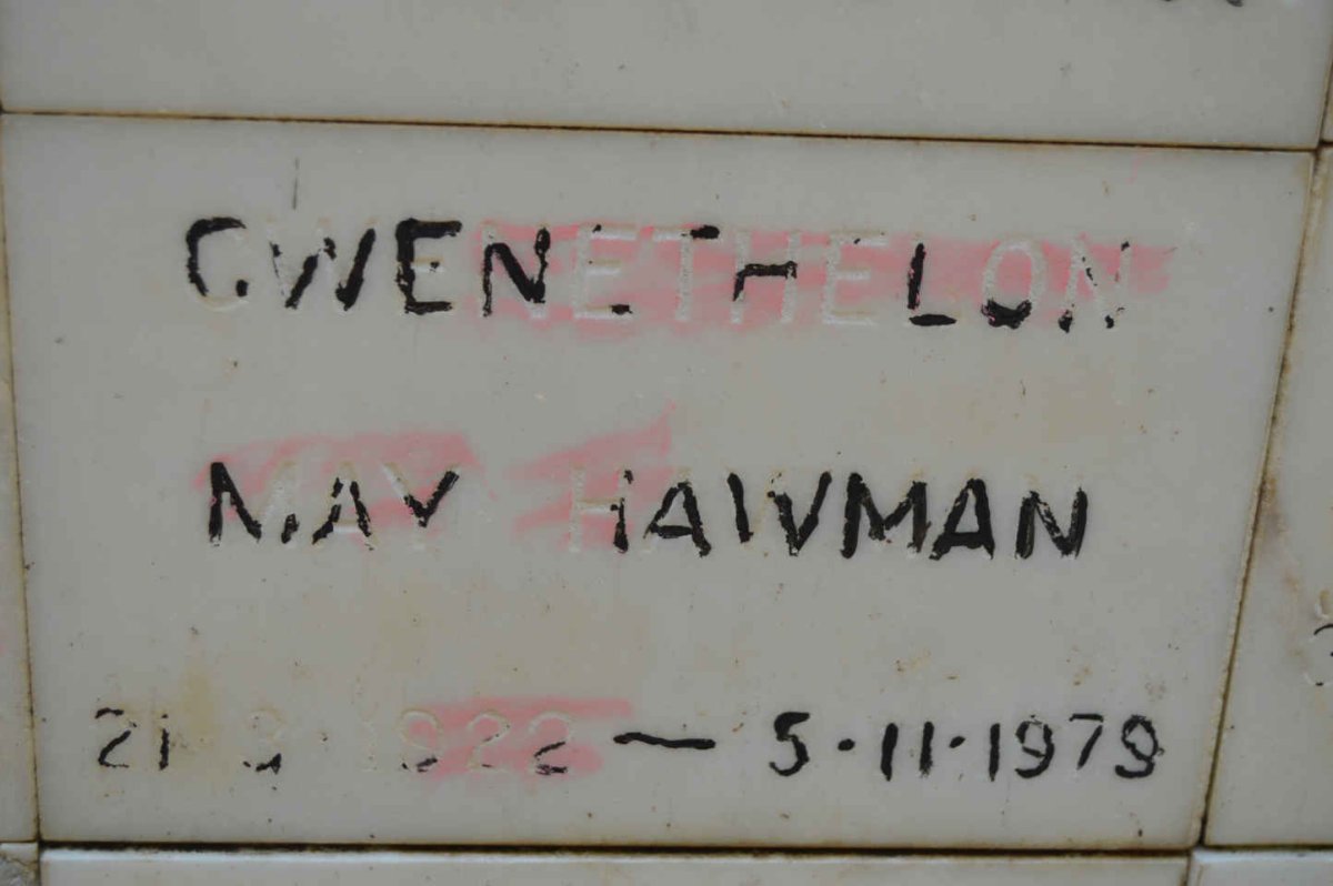 HAWMAN Gwenethelon May 1922-1979
