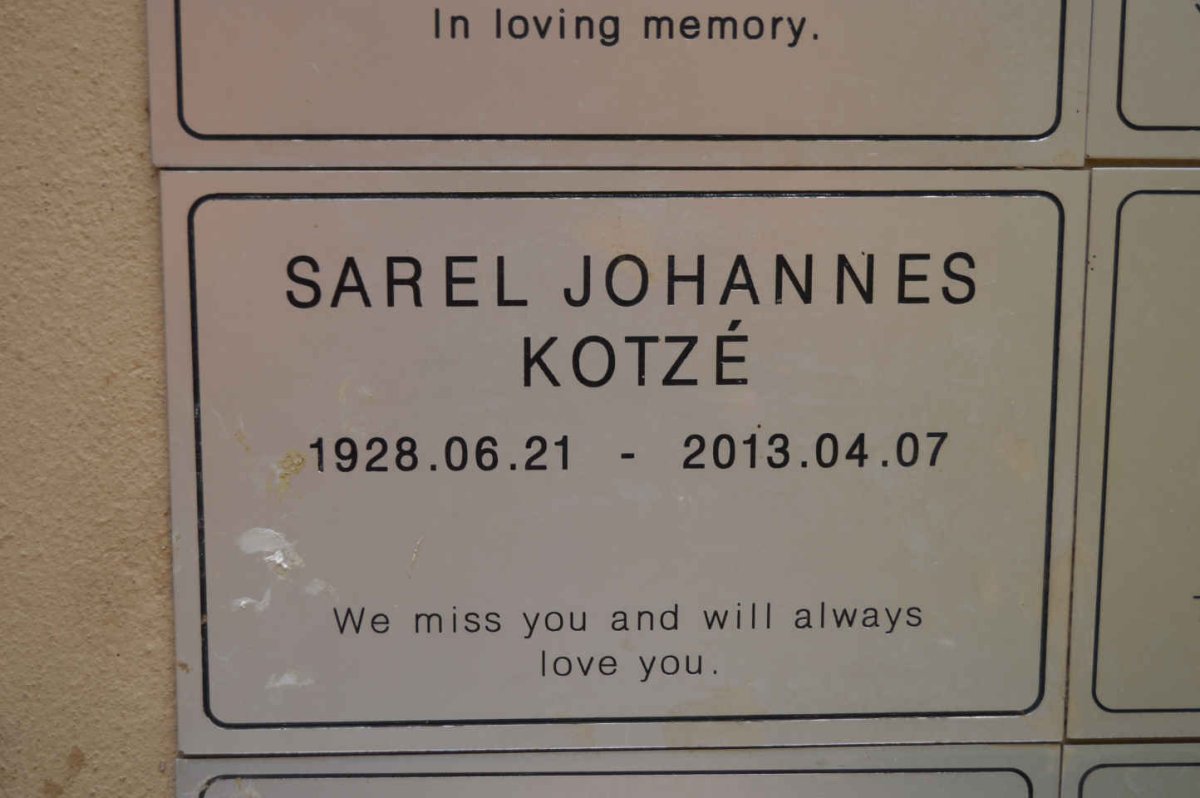 KOTZE Sarel Johannes 1928-2013