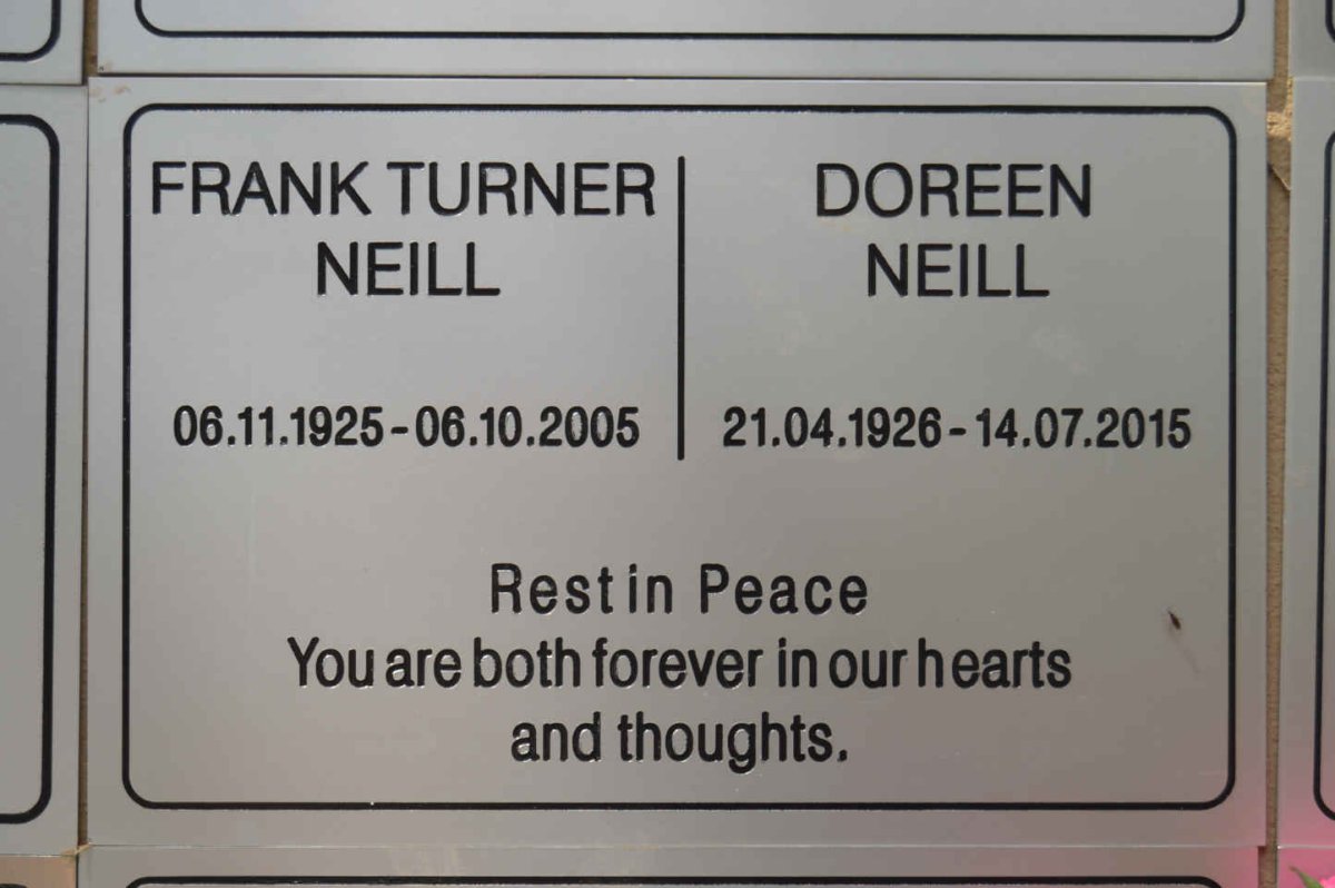 NEILL Frank Turner 1925-2005 &amp; Doreen 1926-2015