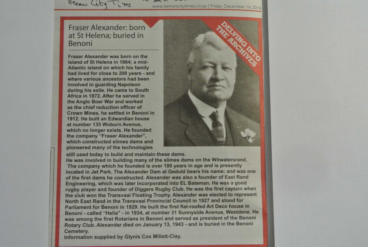 1. Article regarding Fraser ALEXANDER