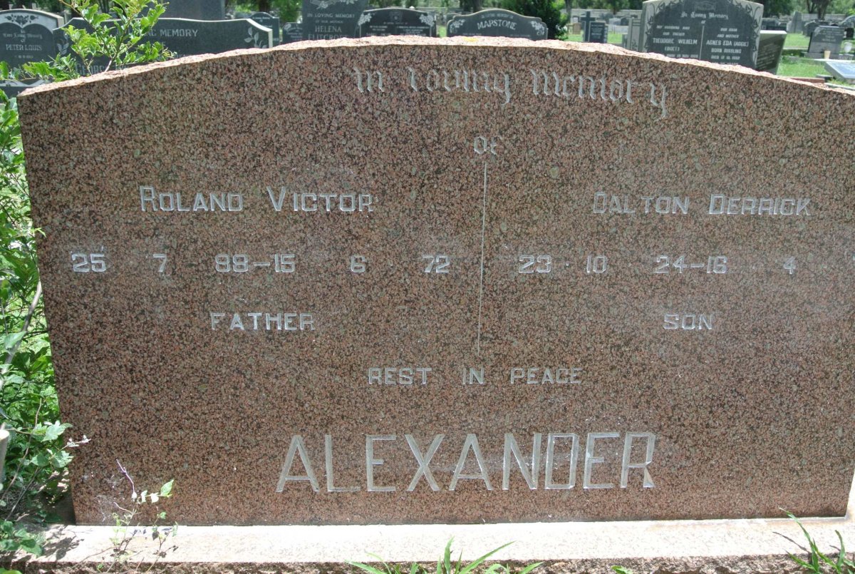 ALEXANDER Roland Victor 1888-1972 :: ALEXANDER Dalton Derrick 1924-1971