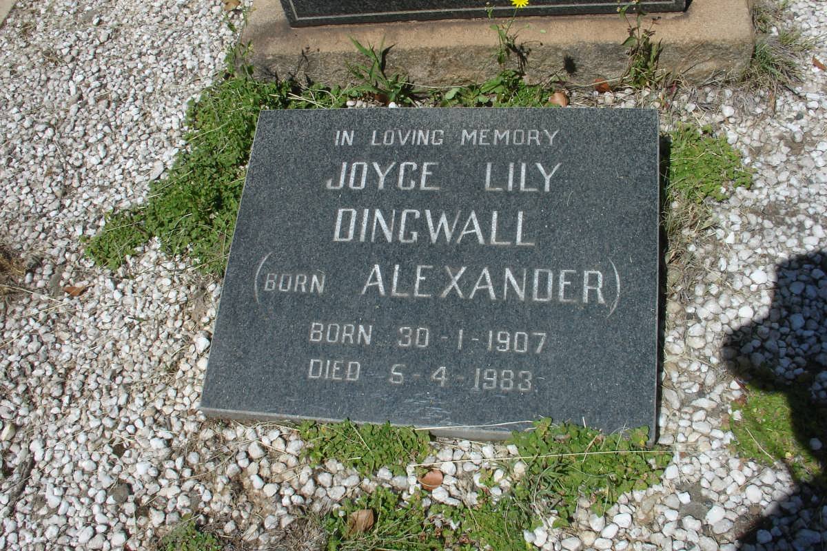 ALEXANDER Willie -1929 &amp; Myra -1928 :: DINGWALL Joyce Lily nee ALEXANDER 1907-1983 :: ALEXANDER Douglas Leslie 1905-1964