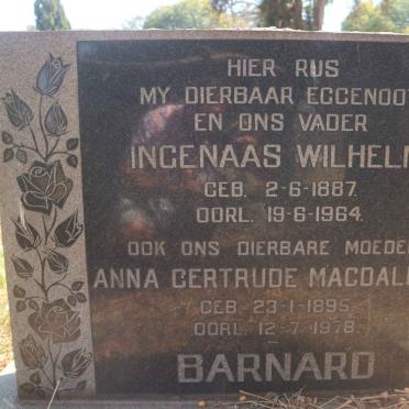 BARNARD Ingenaas Wilhelm 1887-1964 & Anna Gertrude Magdalena 1895-1978