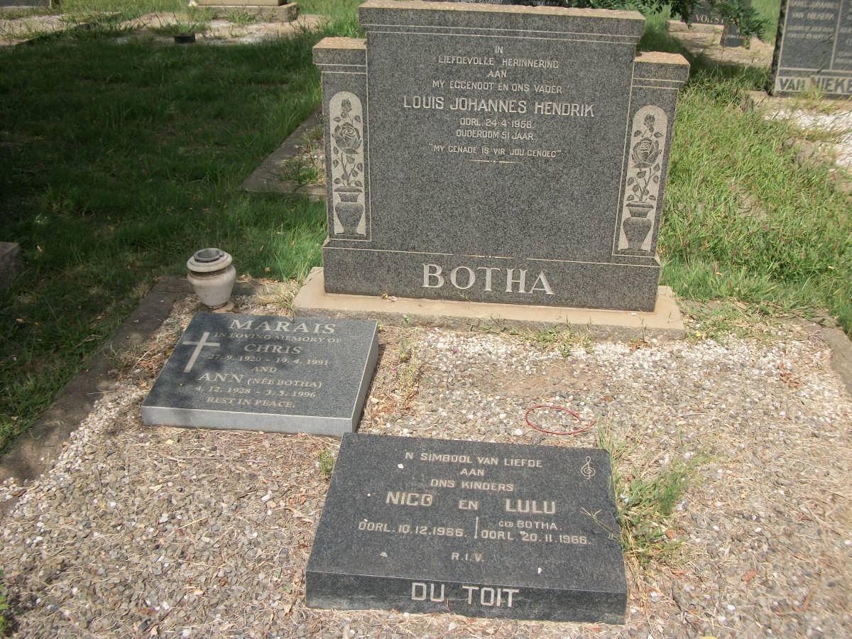 BOTHA Louis Johannes Hendrik -1956 :: MARAIS Chris 1920-1991 &amp; Anna BOTHA 1928-1996