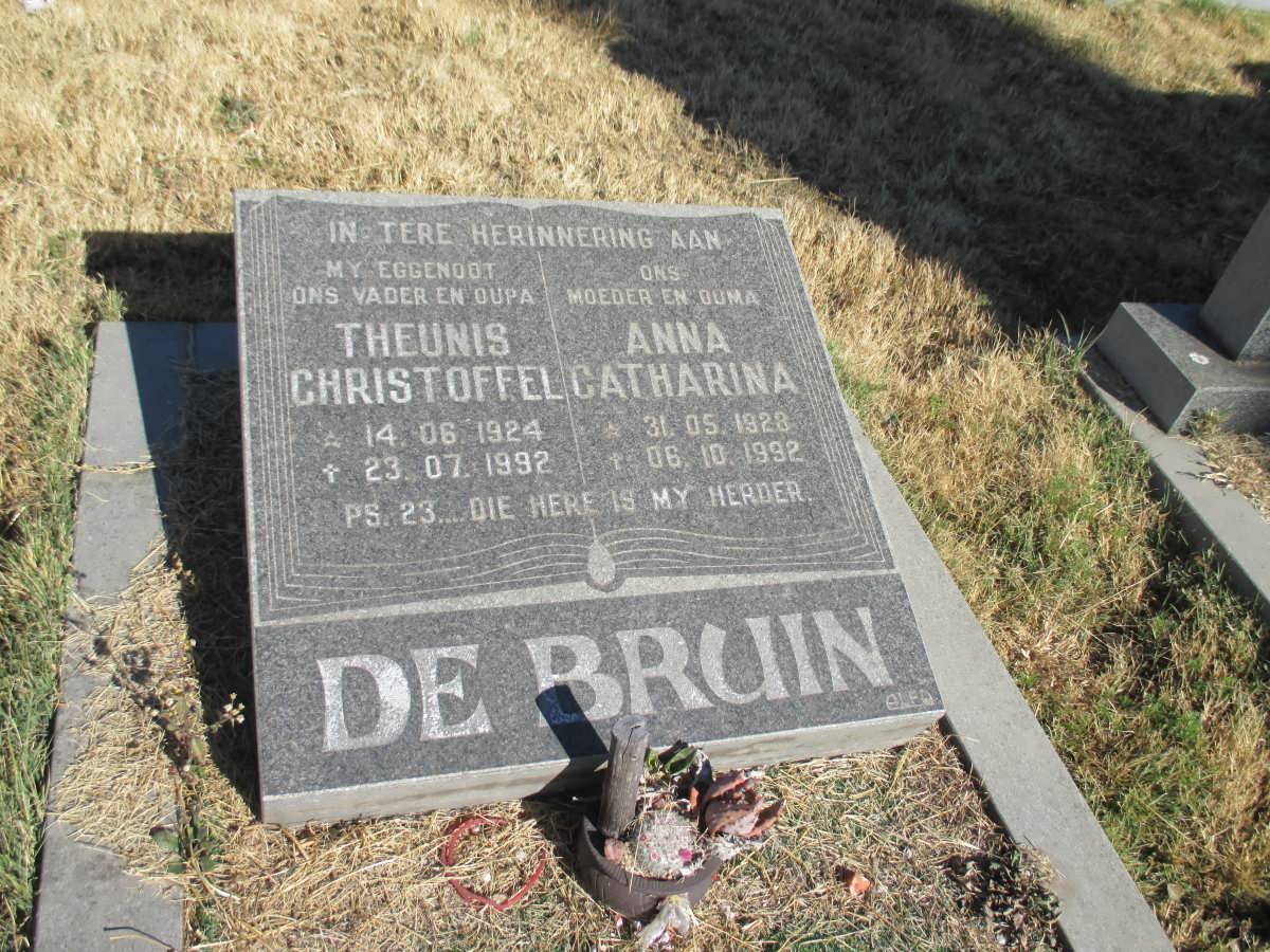 BRUIN Theunis Christoffel, de 1924-1992 &amp; Anna Catharina 1928-1992
