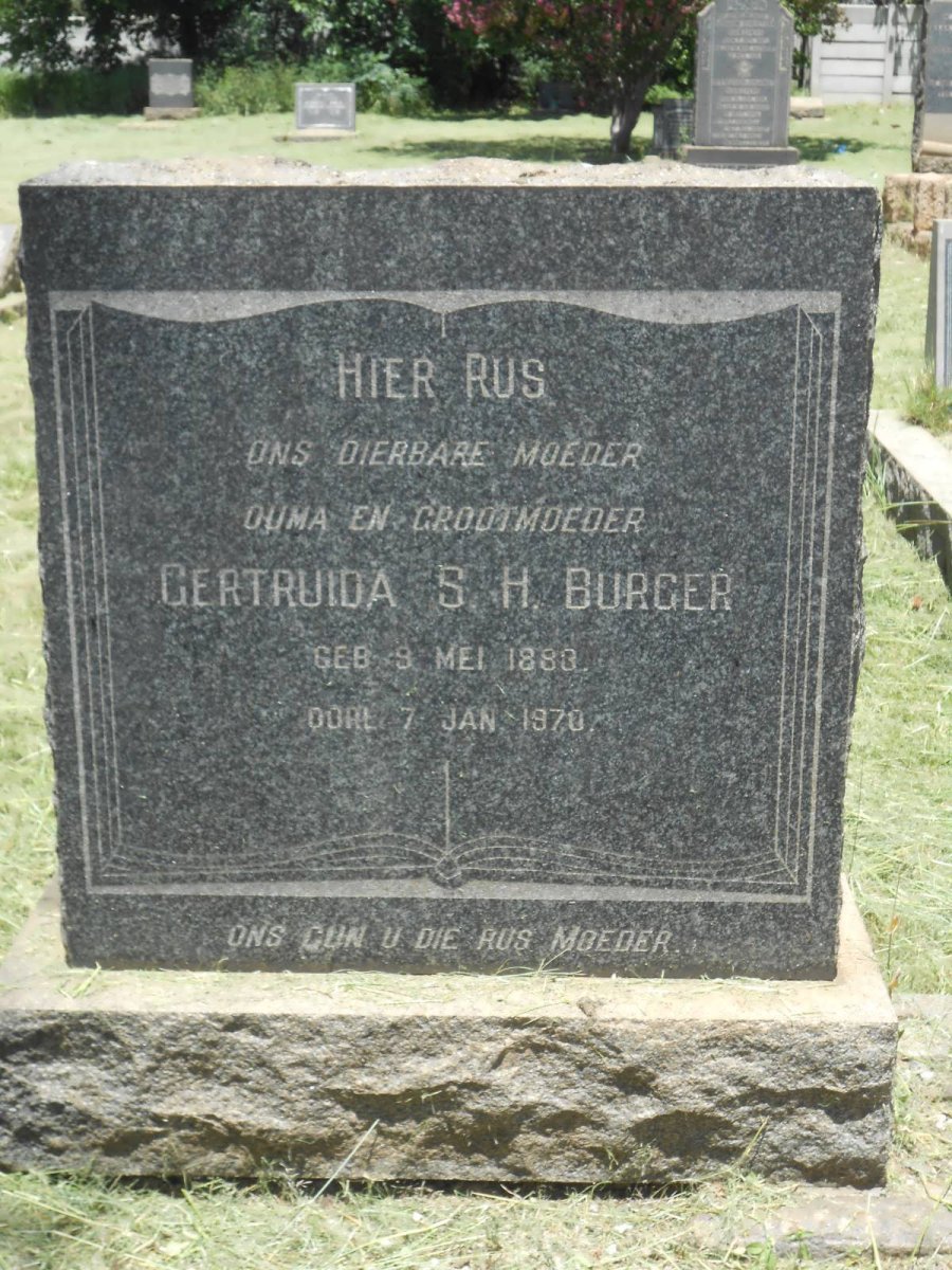 BURGER Gertuida S.H. 1883-1970