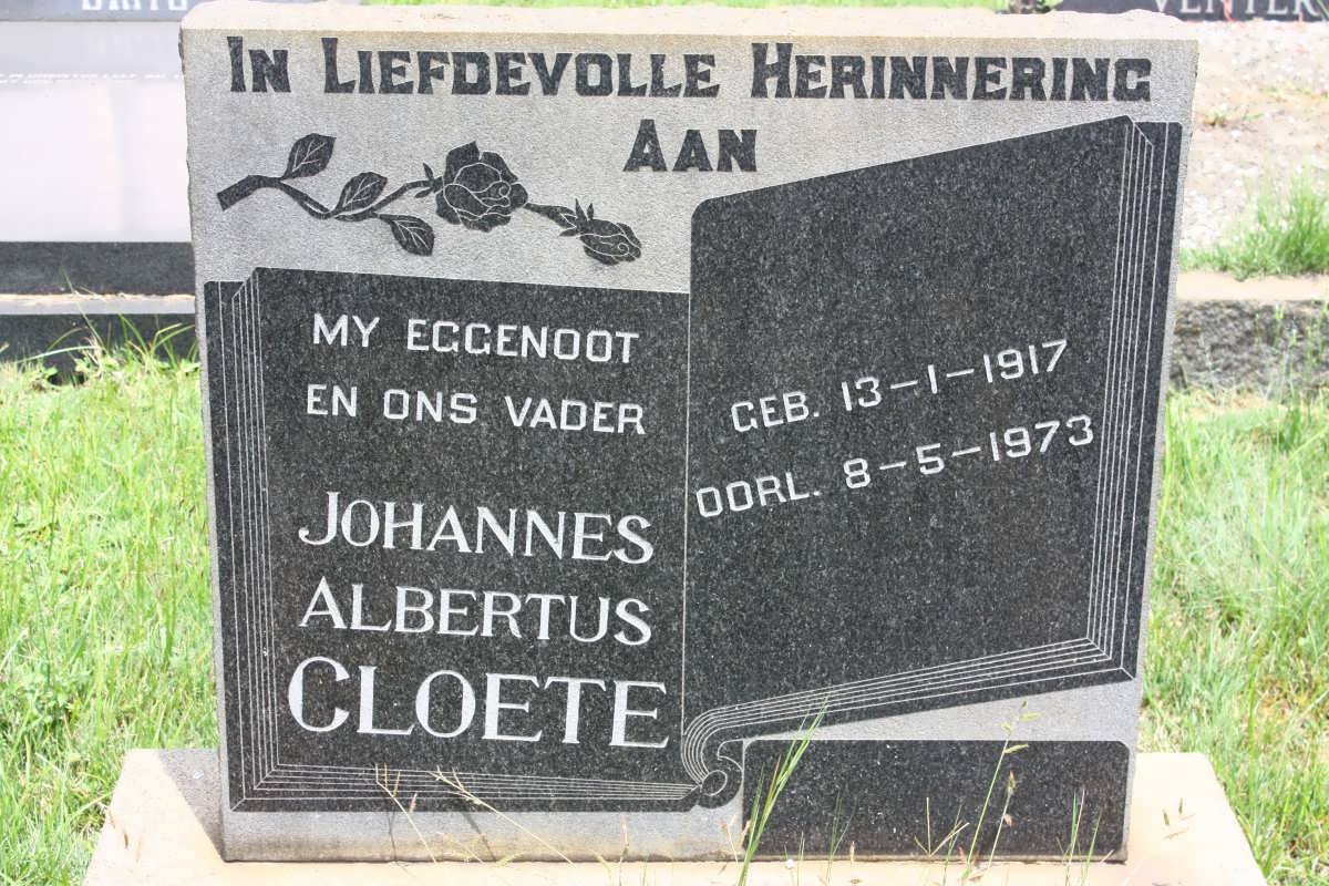 CLOETE Johannes Albertus 1917-1973