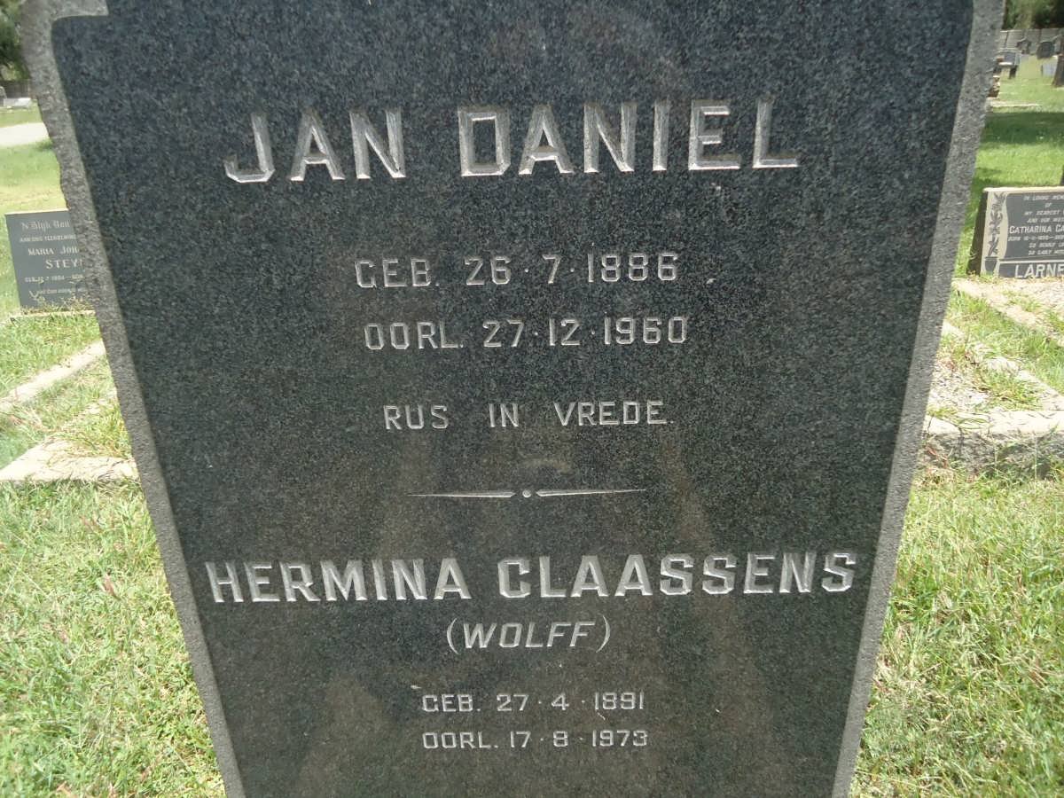 CLAASSENS Jan Daniel 1886-1960 &amp; Hermina WOLFF 1891-1973