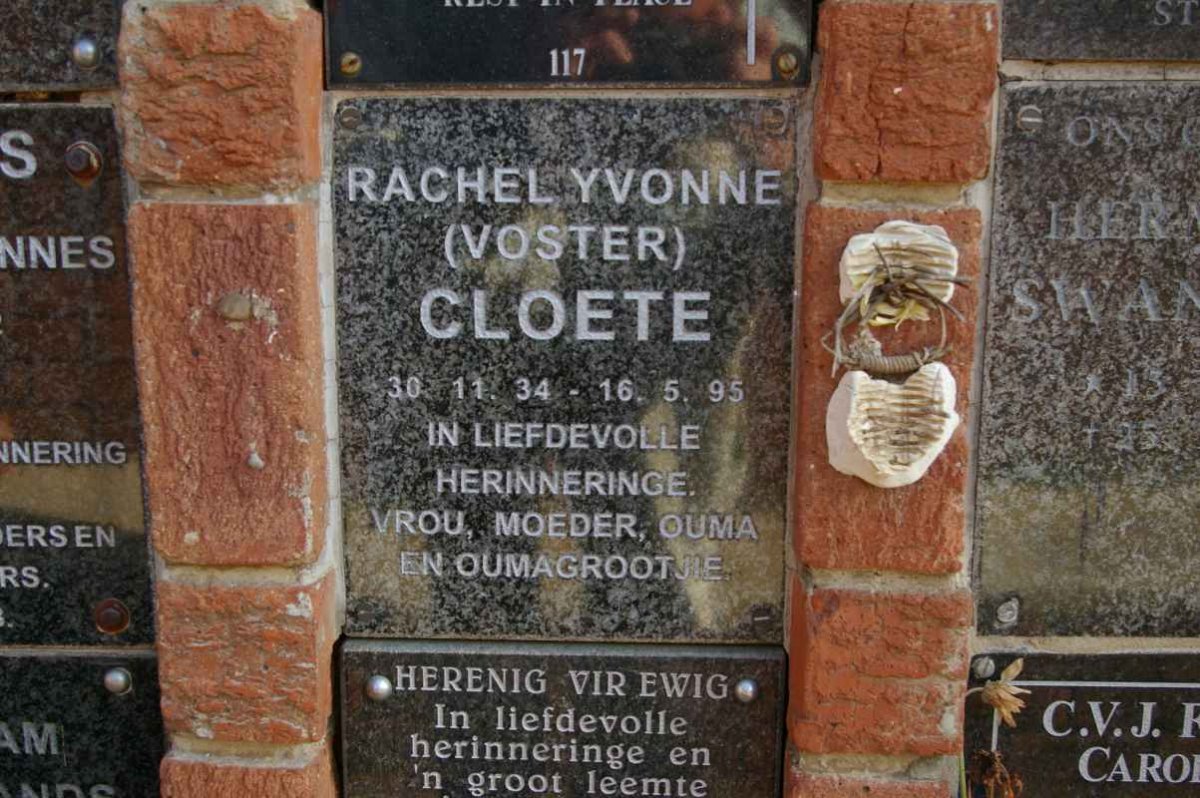CLOETE Rachel Yvonne nee VOSTER 1934-1995