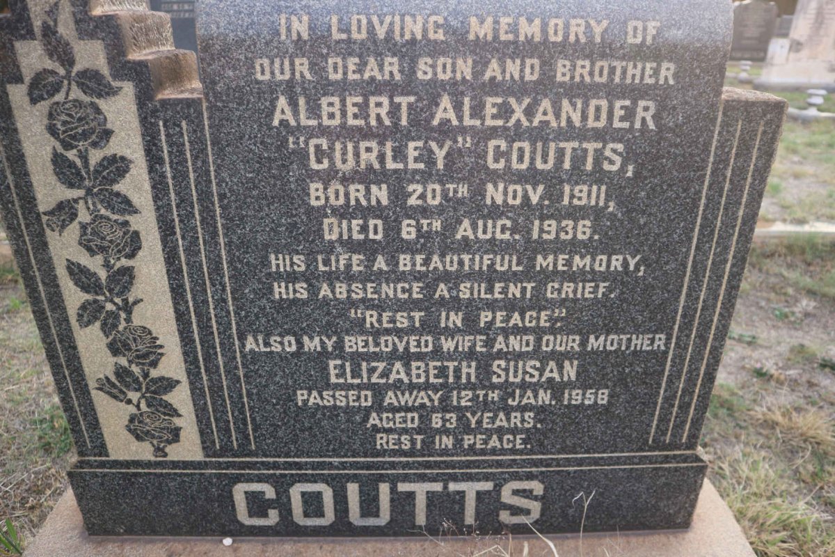 COUTTS Albert Alexander 1911-1936 :: COUTTS Elizabeth Susan -1958