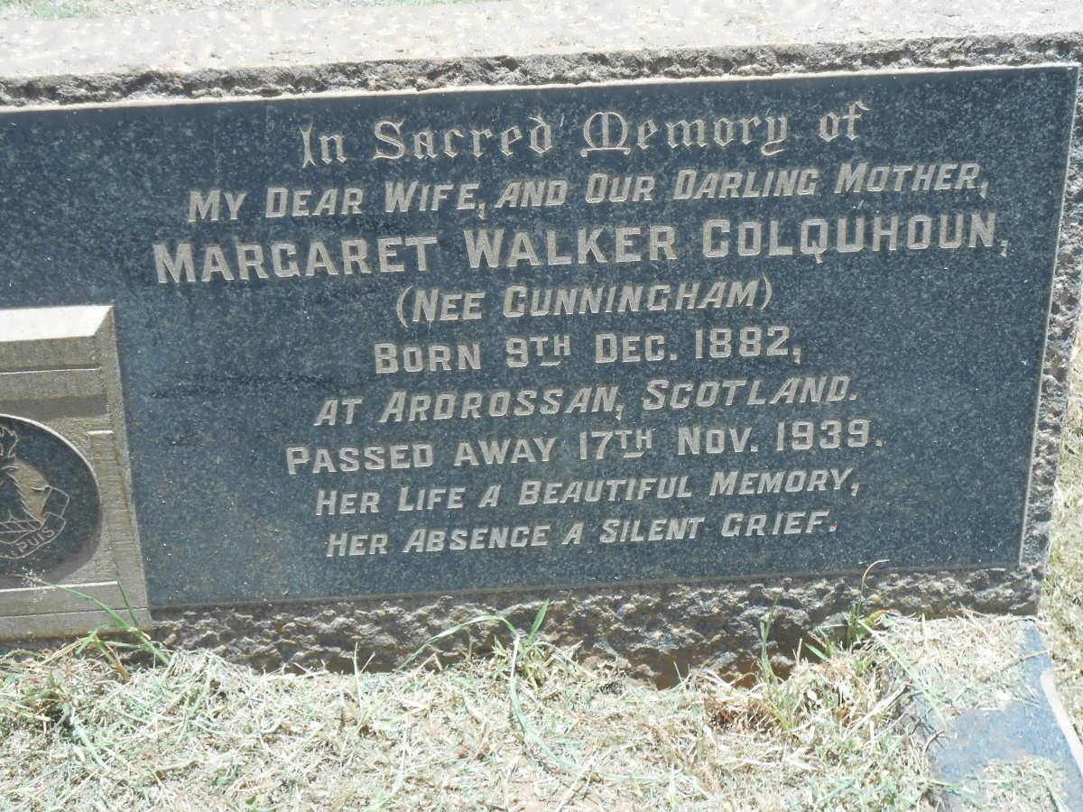 COLQUHOUN  Margaret Walker CUNNINGHAM 1882-1939