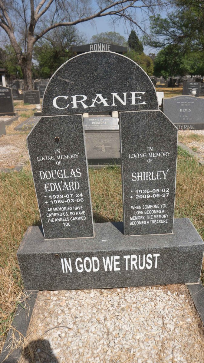 CRANE Douglas Edward 1928-1986 &amp; Shirley 1936-2009