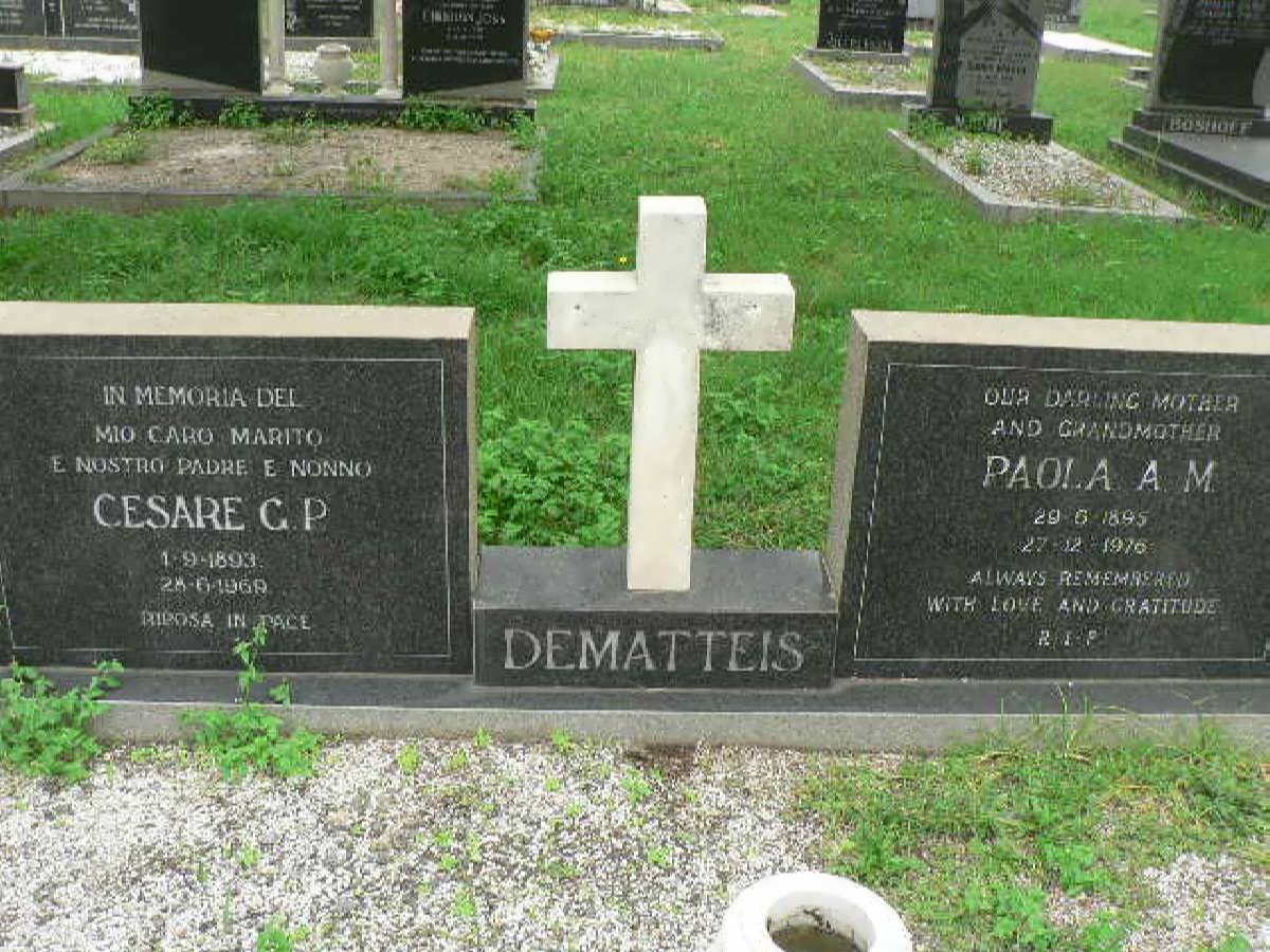 DEMATTEIS Cesare G.P. 1893-1969 &amp; Paola A.M. 1895-1976