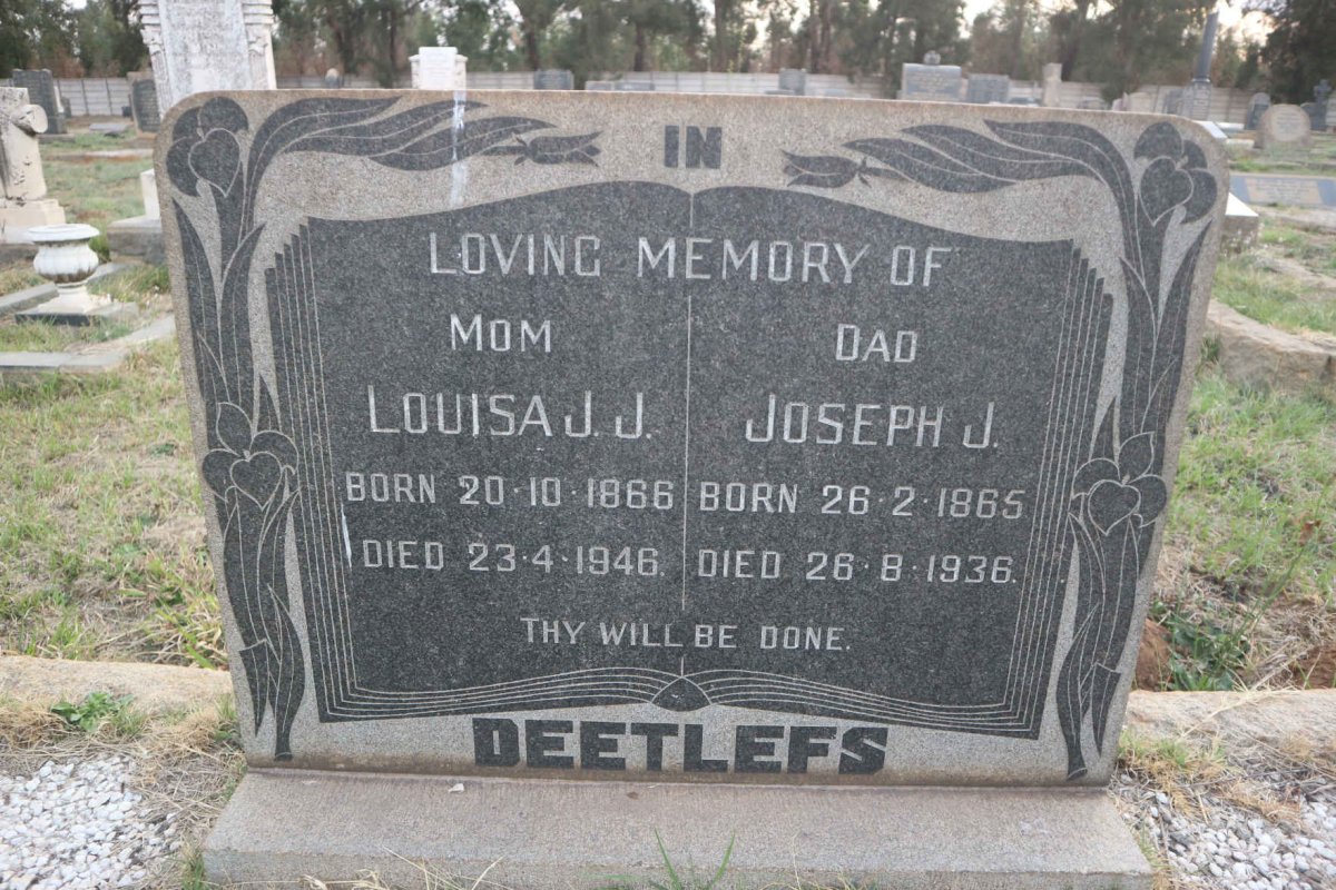 DEETLEFS Joseph J. 1865-1936 &amp; Louisa J.J. 1866-1946