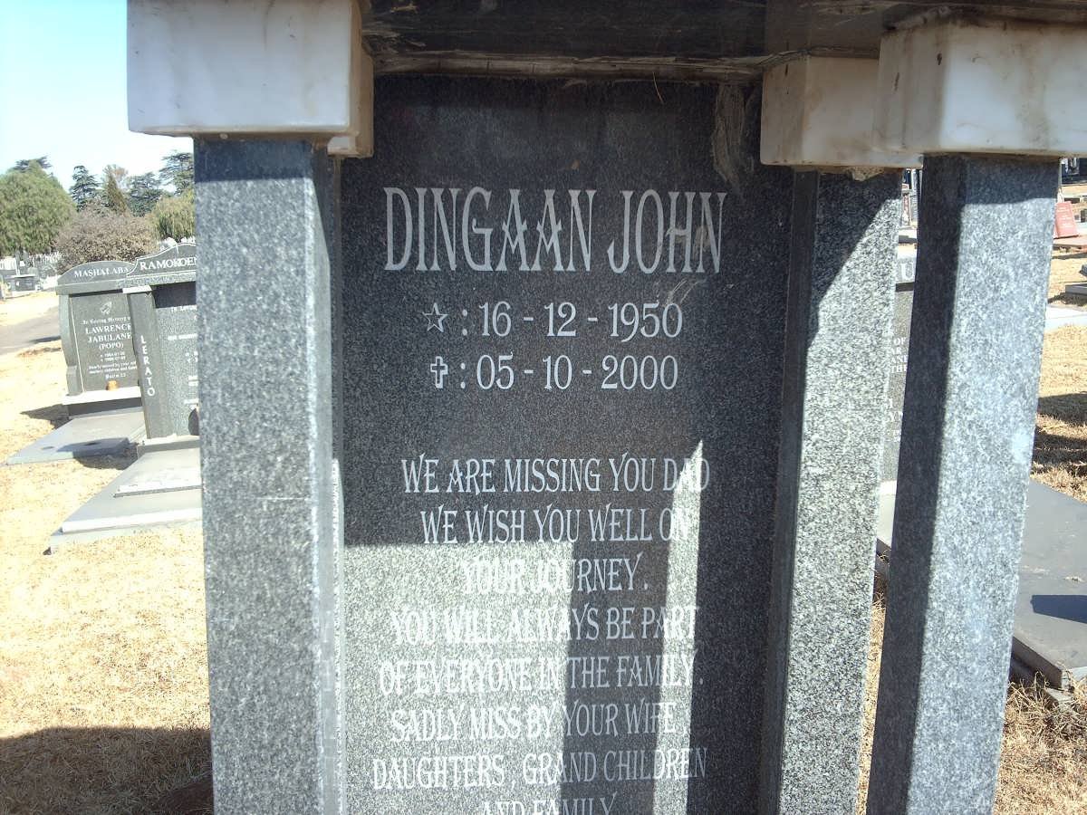 DUBAZANA Dingaan John 1950-2000 &amp; Anna 1961-2010