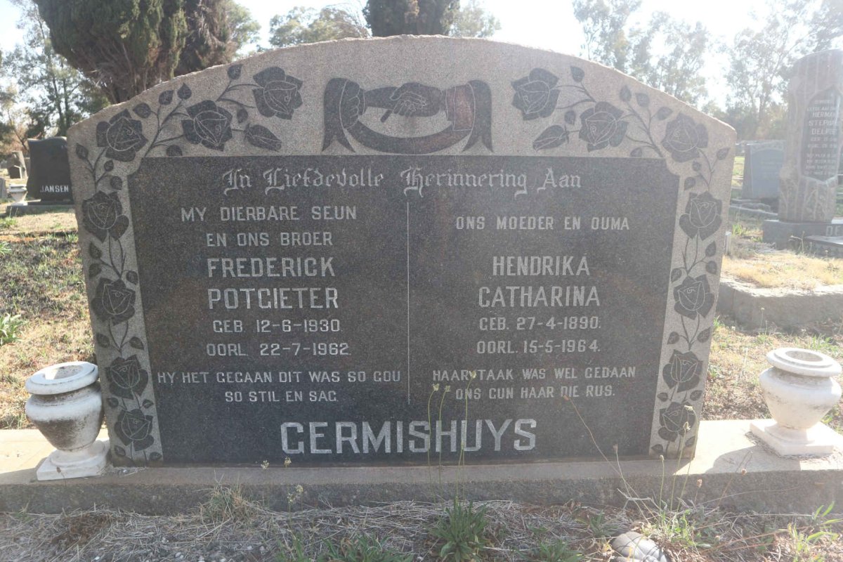 GERMISHUYS Frederick Potgieter 1930-1962 :: GERMISHUYS Hendrika Catharina 1890-1964