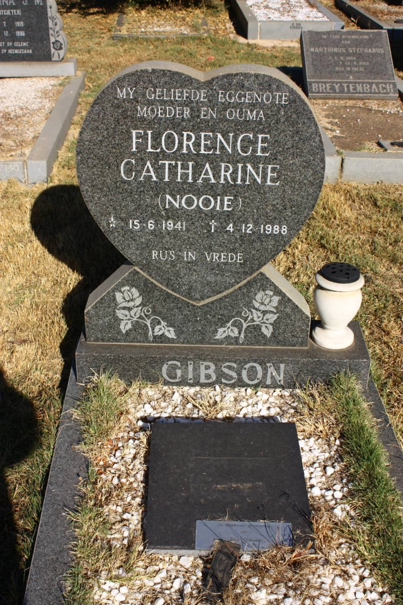 GIBSON Jan 1935-2011 &amp; Florence Catharine 1941-1988