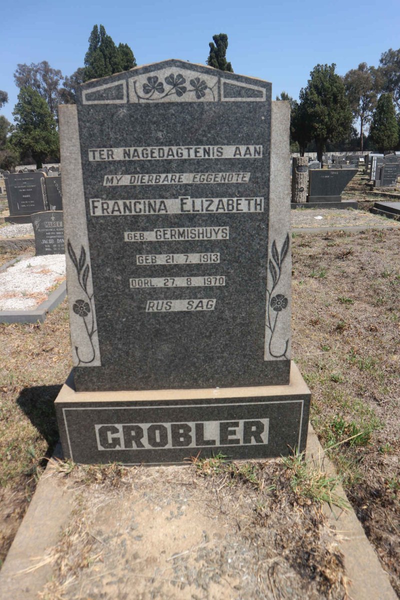 GROBLER Francina Elizabeth nee GERMISHUYS 1913-1970
