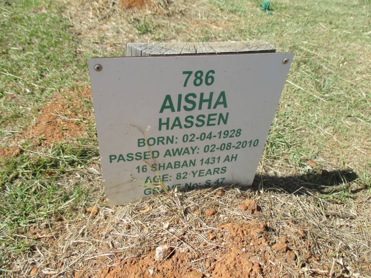 HASSEN Aisha 1928-2010