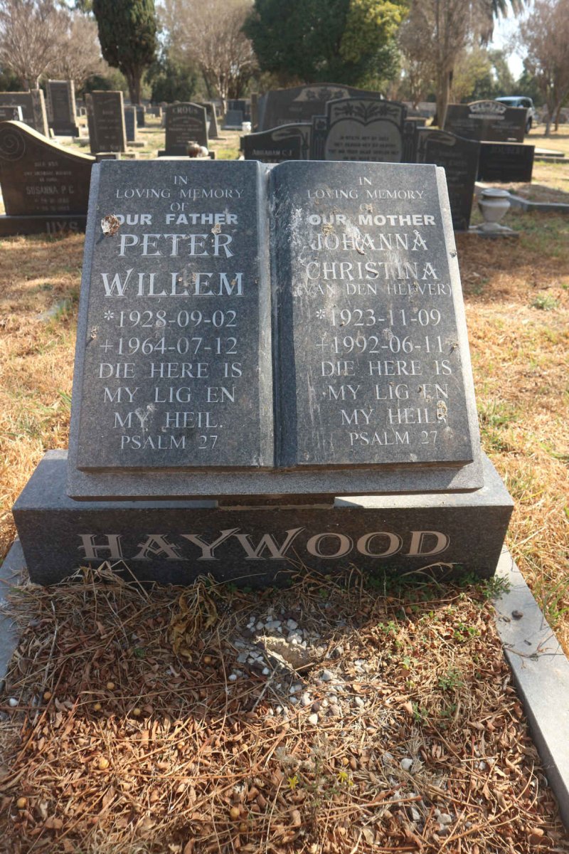 HAYWOOD Peter Willem 1928-1964 & Johanna Christina VAN DER HEEVER 1923-1992