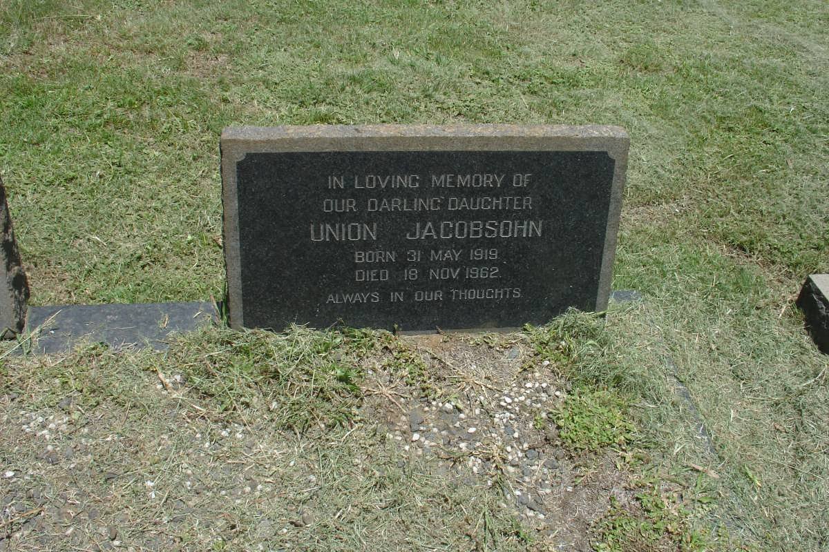 JACOBSOHN Joseph Edward 1870-1967 :: JACOBSOHN Maria Dorothea 1889-1966 :: JACOBSOHN Union 1919-1962