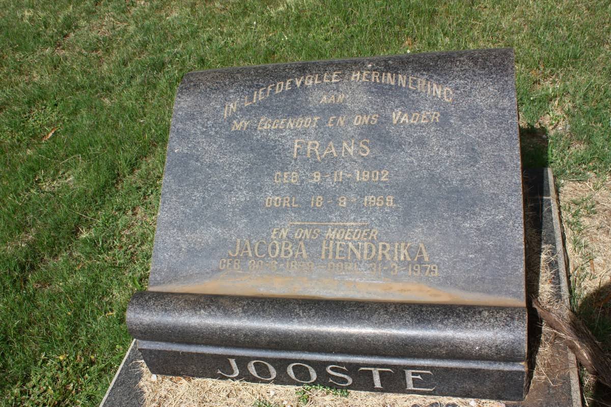 JOOSTE Frans 1902-1959 &amp; Jacoba Hendrika 1899-1979 :: LAMPBRECHT Wessel -1959
