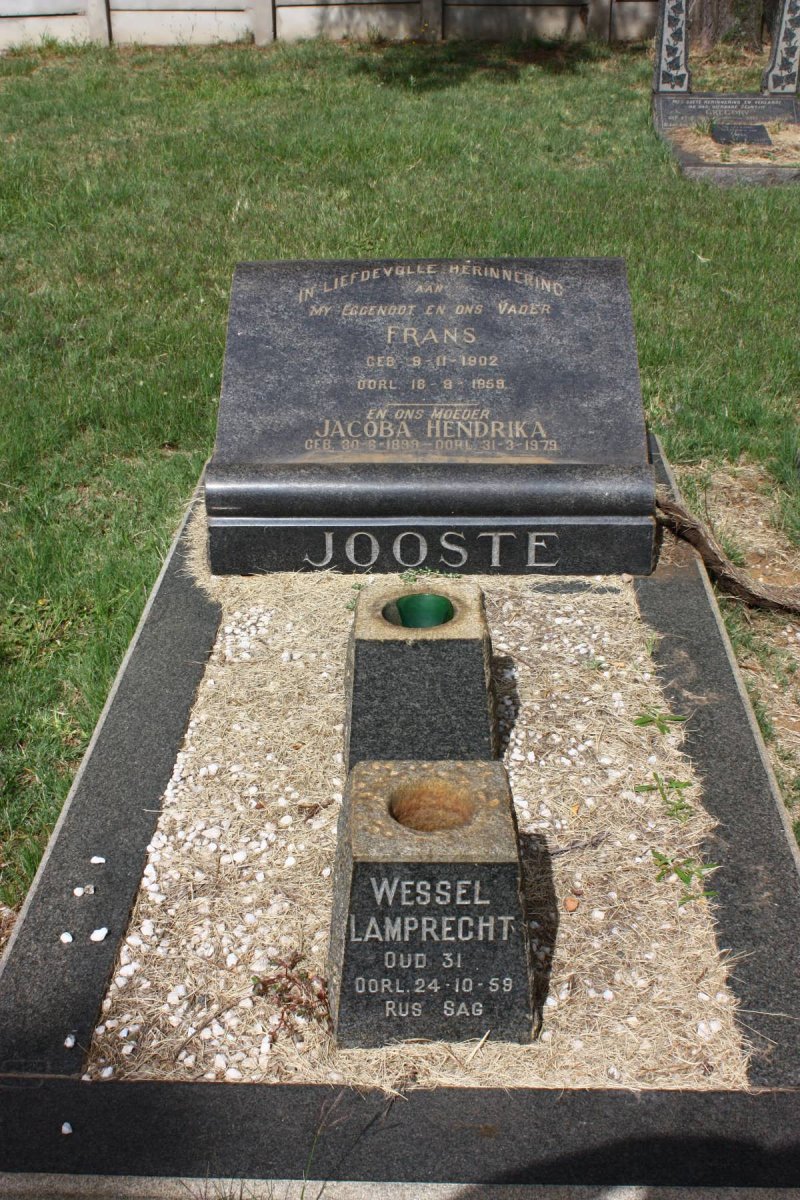 JOOSTE Frans 1902-1959 &amp; Jacoba Hendrika 1899-1979 :: LAMPBRECHT Wessel -1959